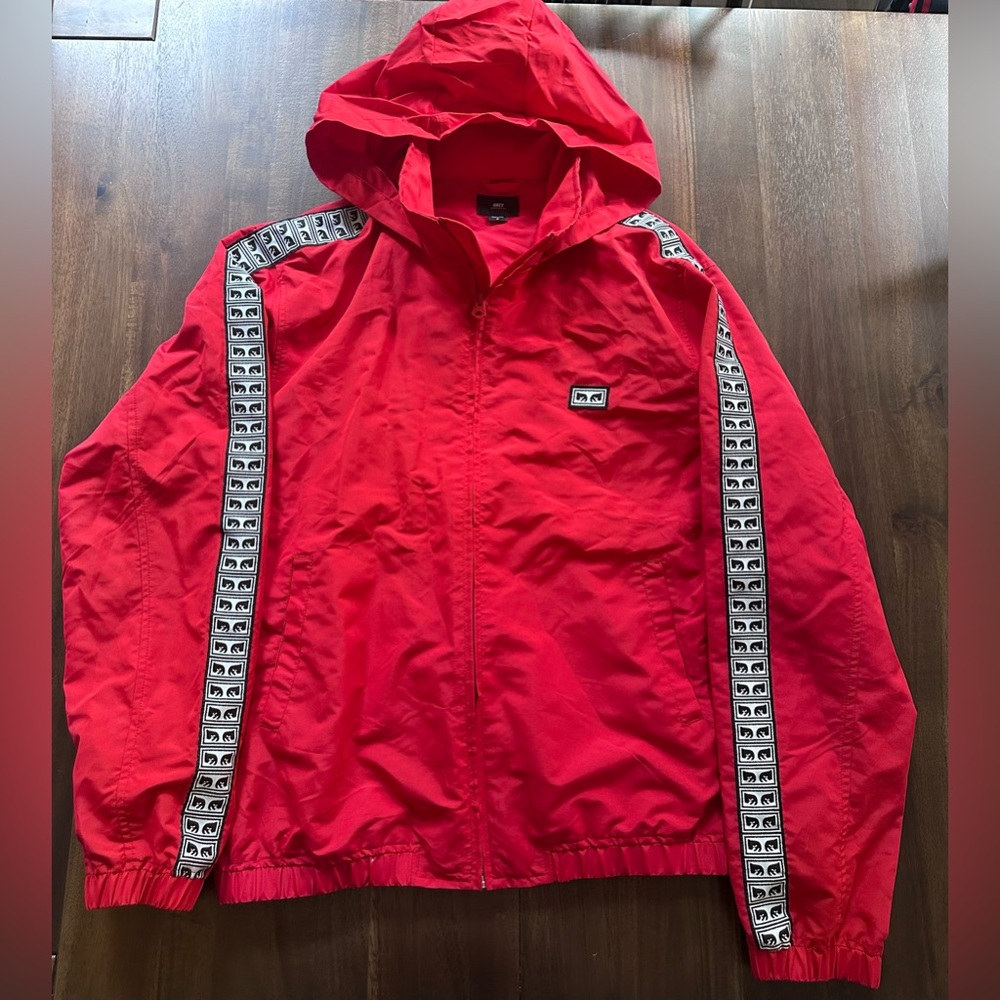 Obey Eyes Red Track Jacket Size M